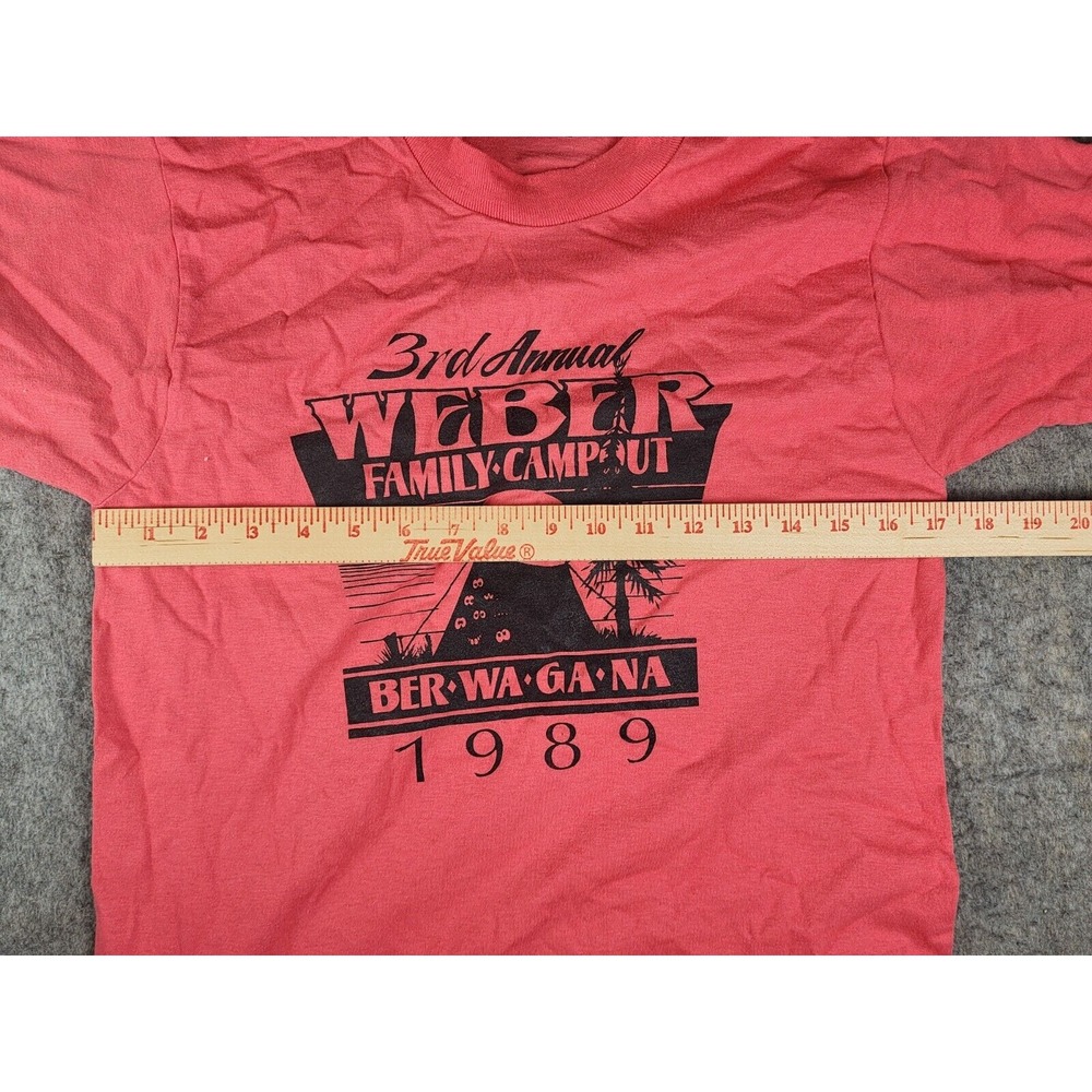 Vintage Weber Family Campout Shirt 1989 Medium Single Stitch Dad Screen Stars - Picture 7 of 7